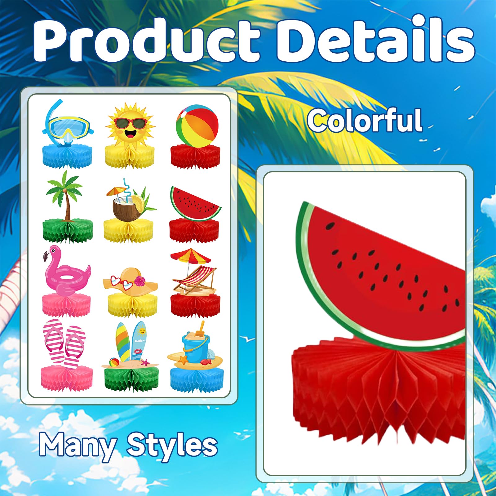 Hawaiianische Party Deko ZCPTZ Sommer Party Dekoration 9-teilig - Hawaii  Waben Mittelstück