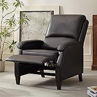 VKNOW Leather Recliner Chair with Soft Armrests, Adjustable Lumbar Support & 4-Position Recline - Chestnut Brown Lounge for Living Room