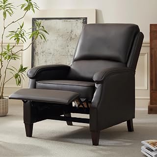 VKNOW Leather Recliner Chair with Soft Armrests, Adjustable Lumbar Support & 4-Position Recline - Chestnut Brown Lounge for Living Room