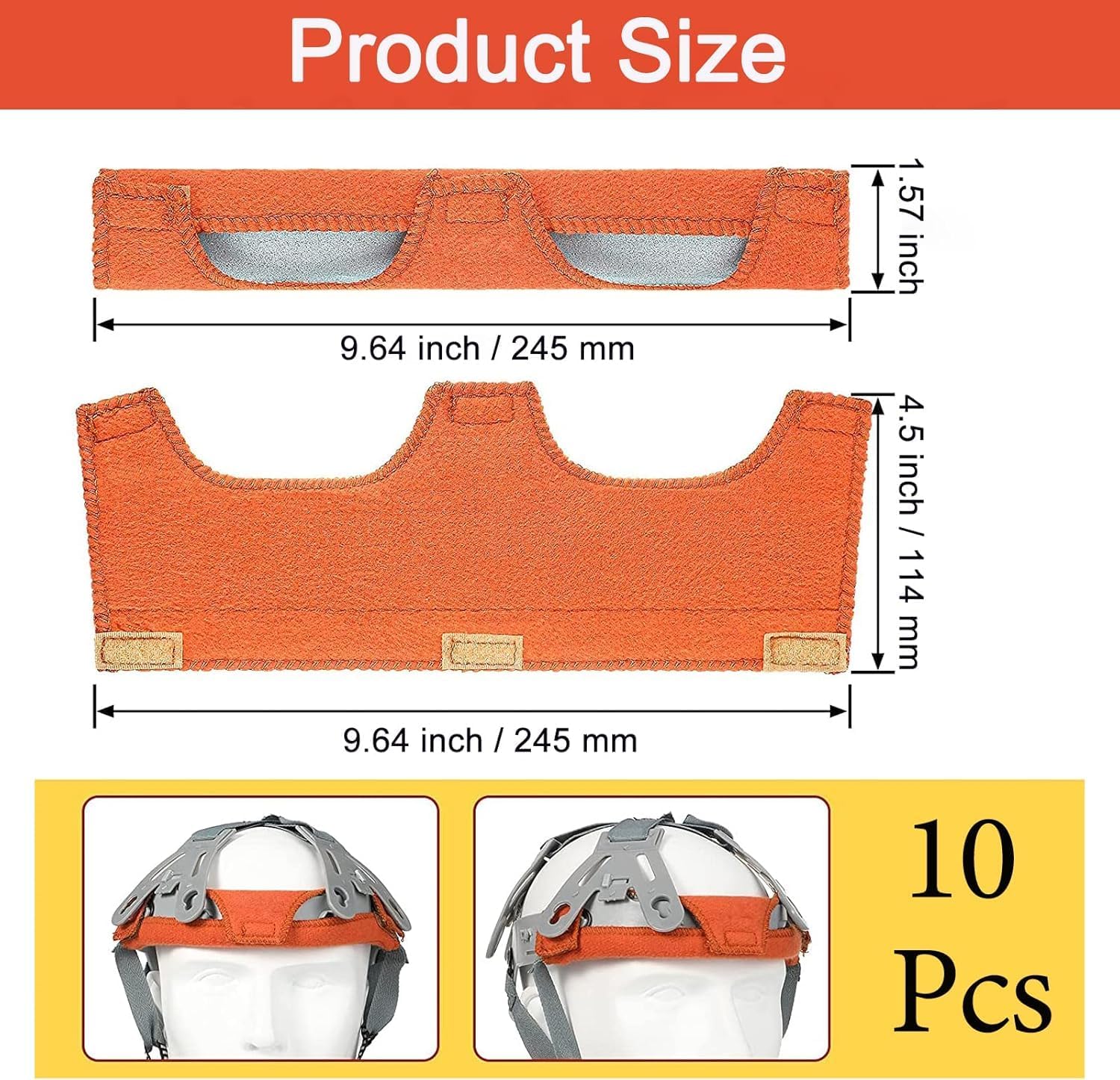 10Pcs Hard Hat Sweatband Washable Cotton Hardhat Liner Reusable Hardhat Accessories Air Cushion Sweatband Helmet Comforter Pad