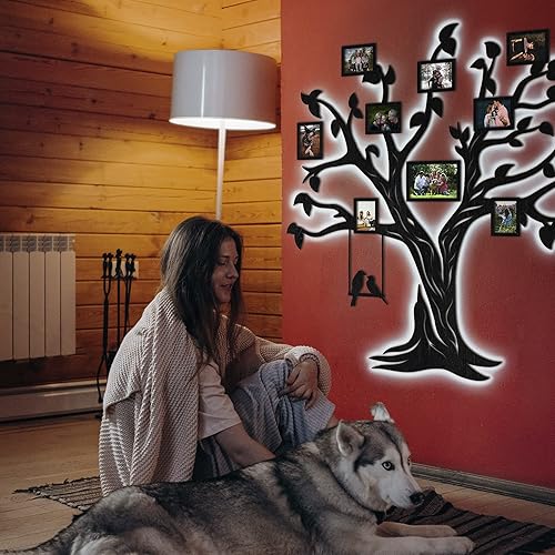 Miniatura 4 de 51x50" 3D LED Wood Family Tree Wall Stickers with Frame Pictures NEST Wall Decor Living Room Bedroom Home Decoration Family Wall Decor Decoraciones