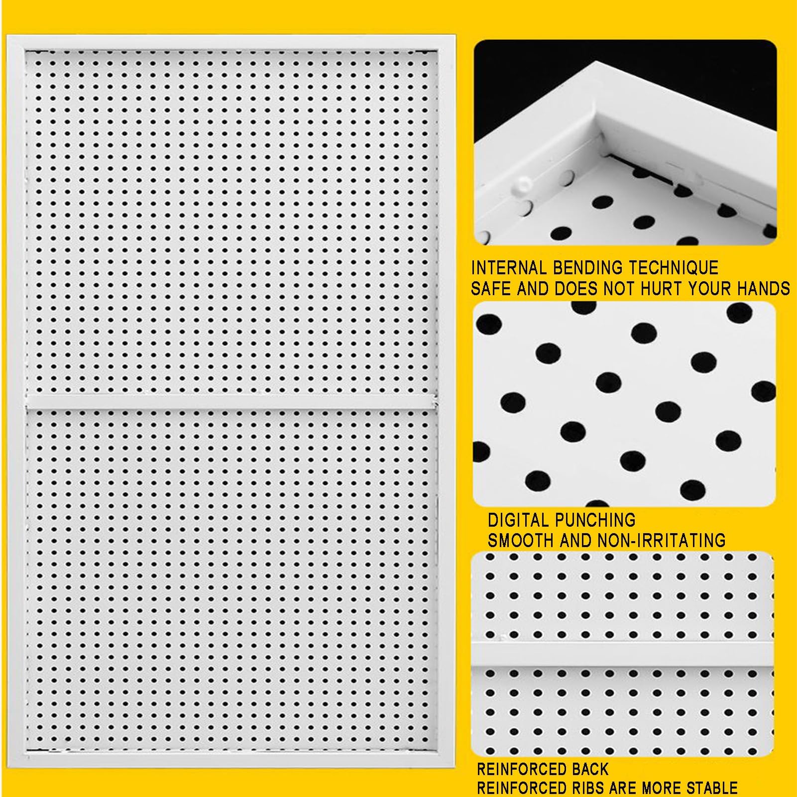 Pegboard-Wandhalterung, Küchen-Organizer, Display-Pegboard zur Montage, Bastel-Organizer-Aufbewahrungsset für Garage, Bastelwerkstatt, Werkbank, Hobbybüro (weiß, 24 x 47 Zoll, 1 Stück)