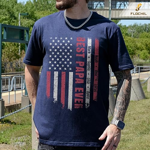 Miniatura 3 de FLOCHIL Camisa personalizada para papá para hombres, personalizada con nombres de niños, camiseta del día del padre, regalos