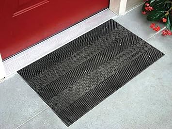 Status Contract PVC Rubber Outdoor Door Mat for Home/Bathroom/Bedroom/Office/Main Door/Rainy Season (Black, 38x58 cm)