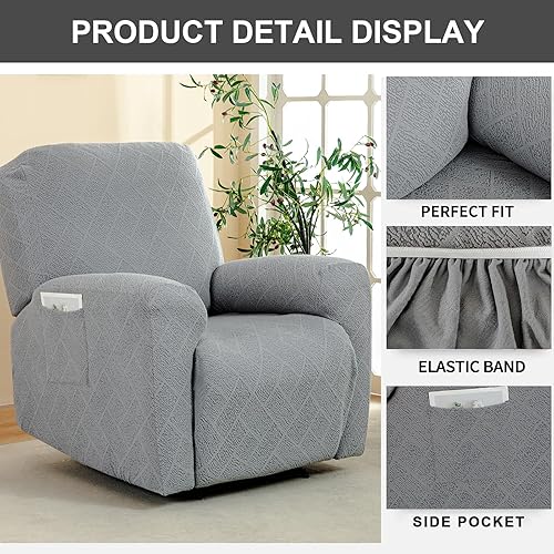 Vista 35 de Eco-Ancheng Fundas reclinables de 4 piezas, fundas para sillas reclinables, fundas elásticas para sofá reclinable, fundas ajustables antideslizantes