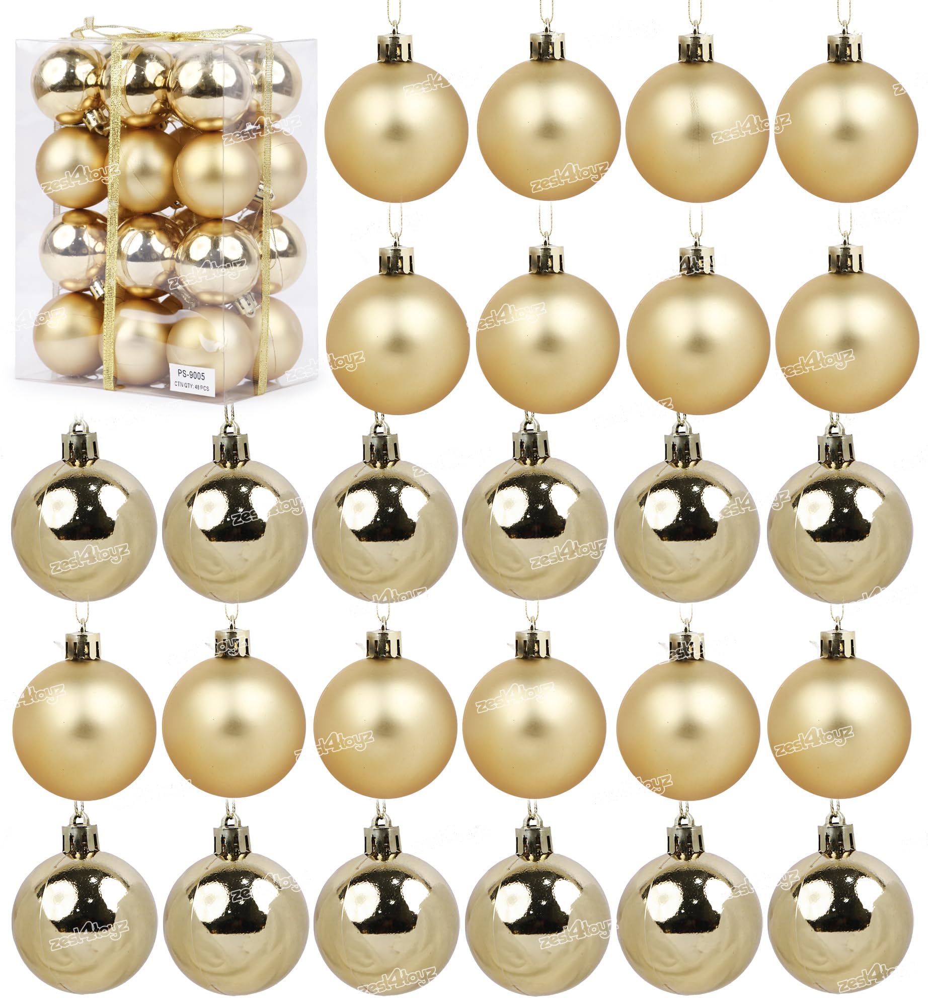 Gold Christmas Tree Balls - 12 Pack -8 Gold Christmas Tree Balls - 12 Pack -8