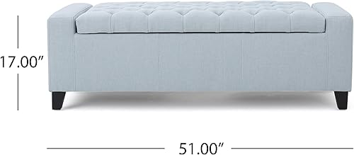 Miniatura 48 de Christopher Knight Home Otomana de almacenamiento de tela Hikaru, gris oscuro. Dimensiones: 20.50 pulgadas de profundidad x 51.00 pulgadas de ancho