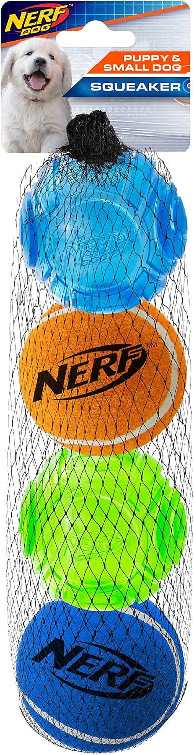 Nerf Dog TPR 2 Inch Sonic/Tennis Balls 4pk for Small Dogs and Puppies, Suitable for The Tennis Ball Blaster for Small Dogs and Puppies