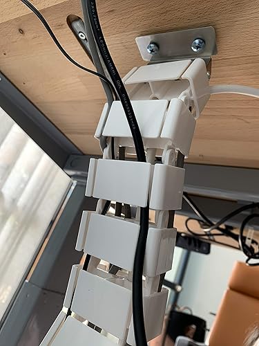 Miniatura 6 de Vwindesk Vertebrae - Kit de gestión de cables  Organizador de cables de entrada cuádruple de escritorio ajustable en altura ajustable, color negro