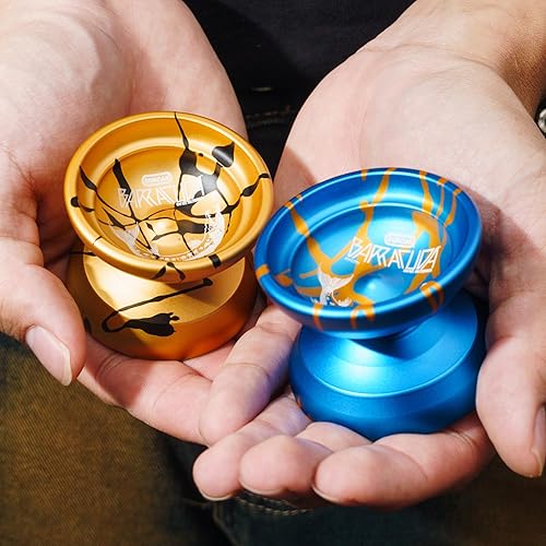 Miniatura 8 de Duncan Toys Barracuda - Yoyó sin respuesta de nivel profesional, rodamiento cóncavo y cuerpo de aluminio, azul con salpicaduras