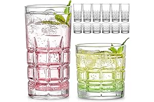 Set of 12 Drinking Glasses: Clear Glassware for Every Occasion