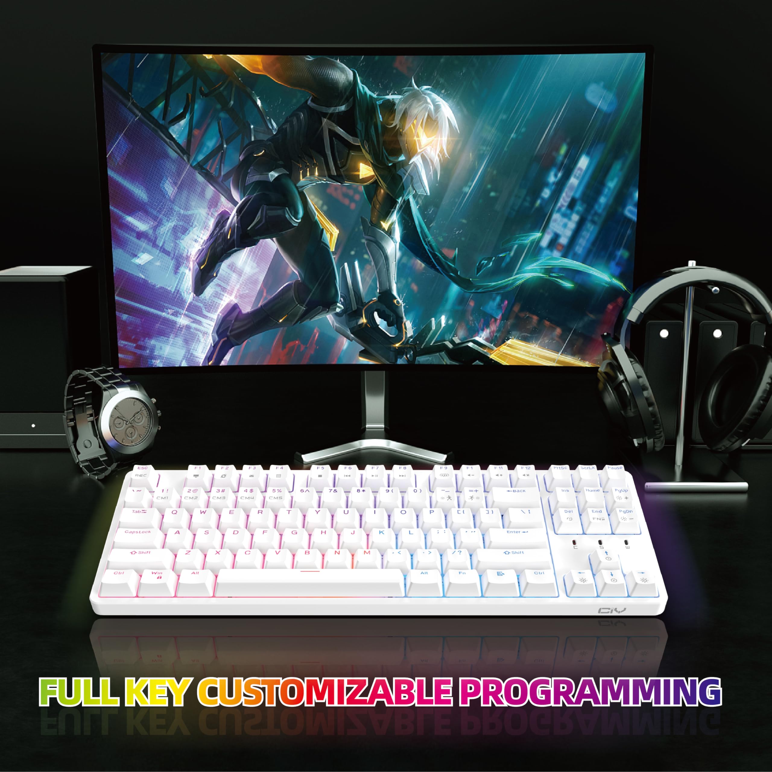 CIY X77 Wired Mechanical Keyboard, RGB Backlit Ultra-Compact 87
