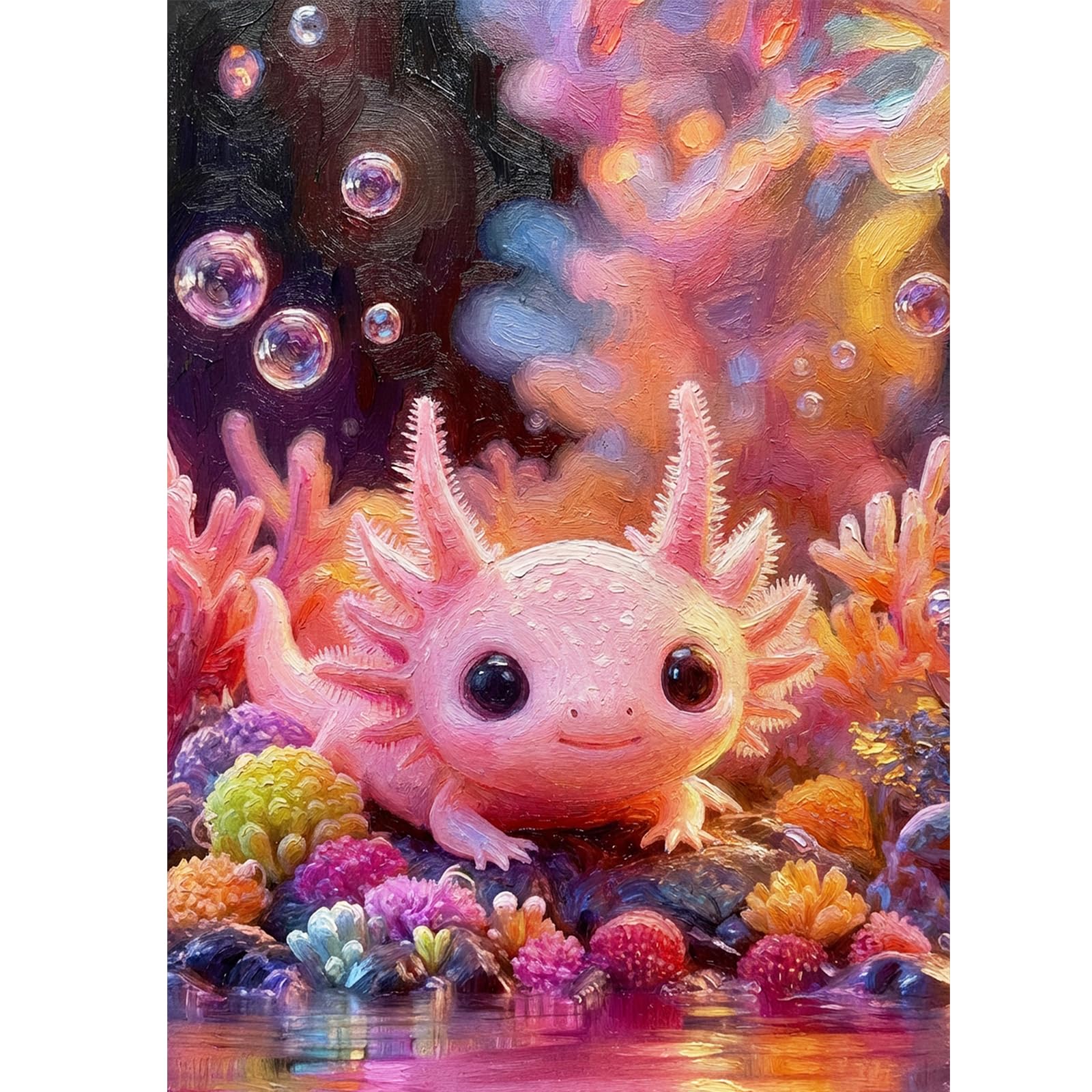 Pink Axolotl Diamond Painting Kits, Axolotl Diamond Art Kits for Adults, Full Drill 5D Round Rhinestone Gem Arts & Crafts for Beginners, Animal Crystal Arts Painting for Home Wall Decor