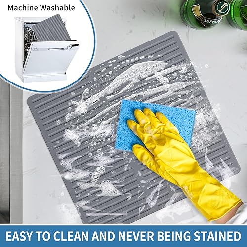 Miniatura 5 de Bligli Sillín de silicona para fregadero, alfombrilla divisora grande y duradera sin ventosas, protector de fregadero dividido de cocina para platos