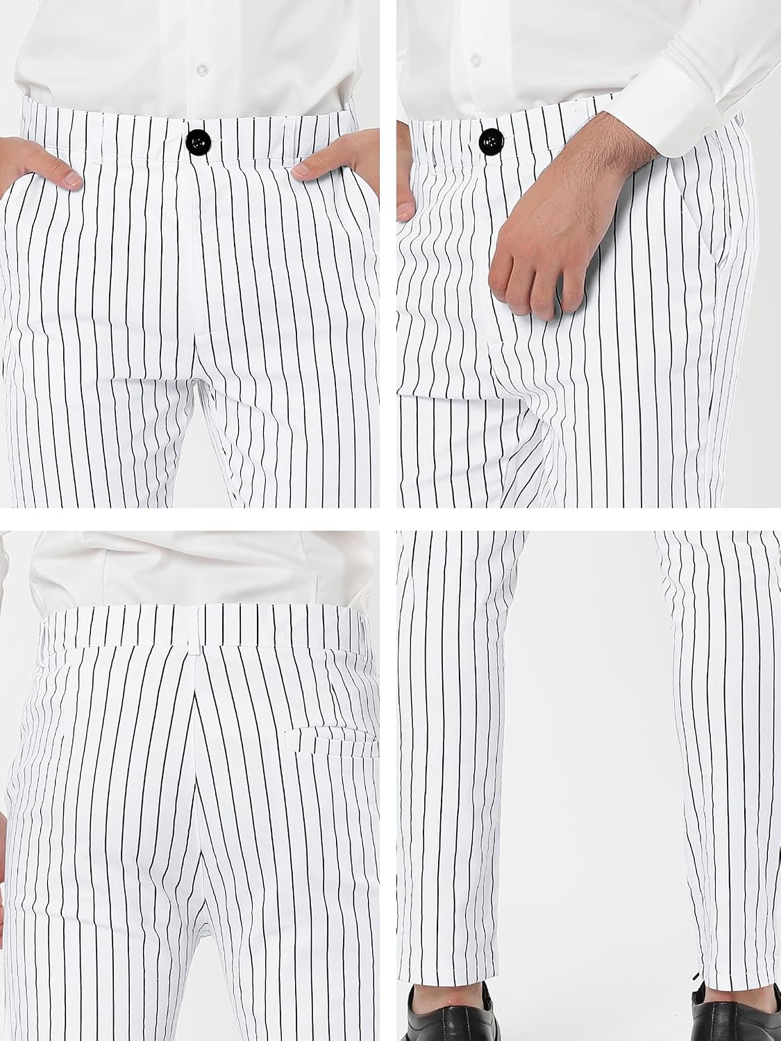 Lars Amadeus Men's Dress Striped Pants Slim Fit Flat Front Business Trousers