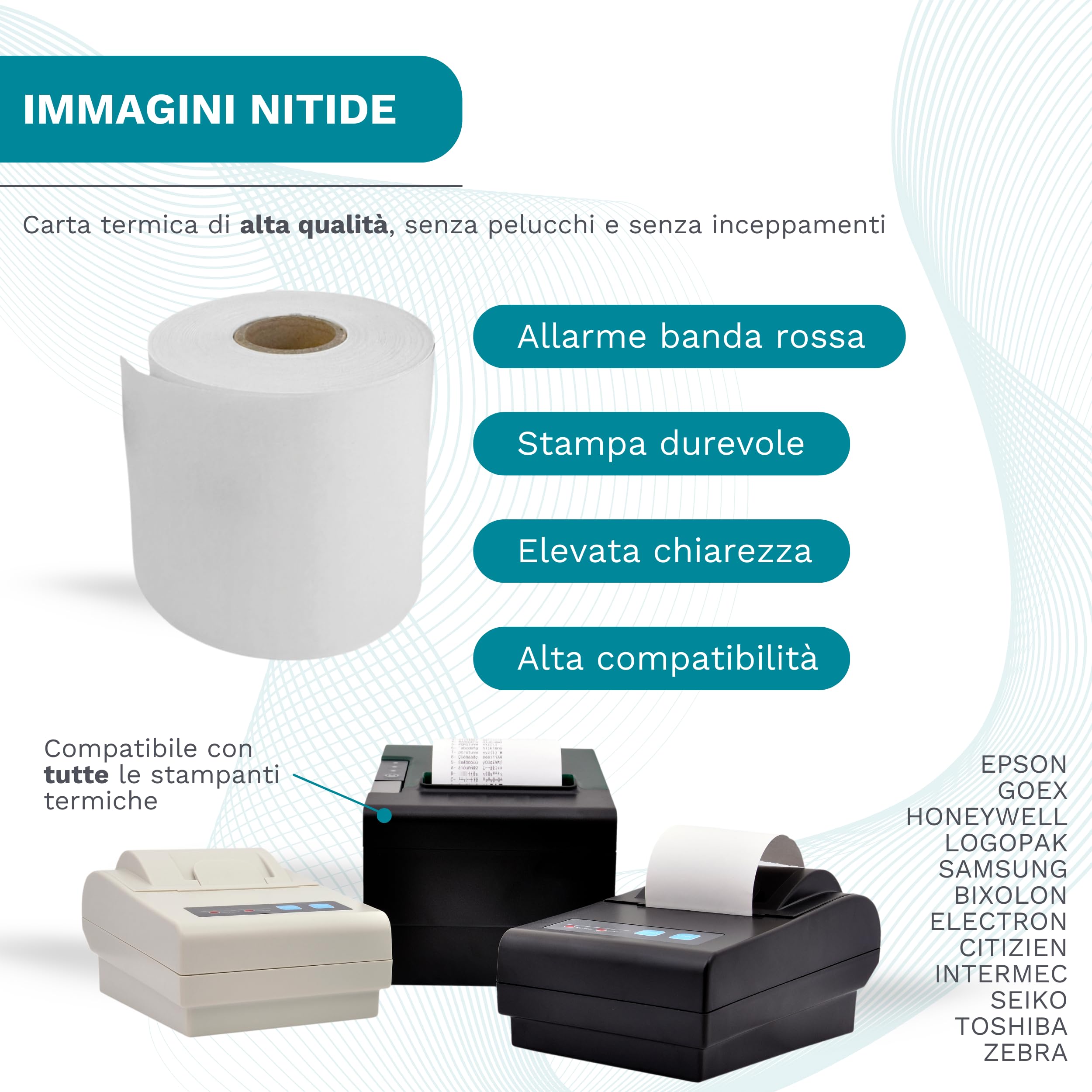 Rotoli Termici 80x80 mm - 50 Rotoli Carta Termica | Rotoli Scontrini Fiscali per Registratore Cassa e Bilance, 60 Gr, 50 Metri/Rotolo, Rotoli Cassa 80x80 Termica Fiscale