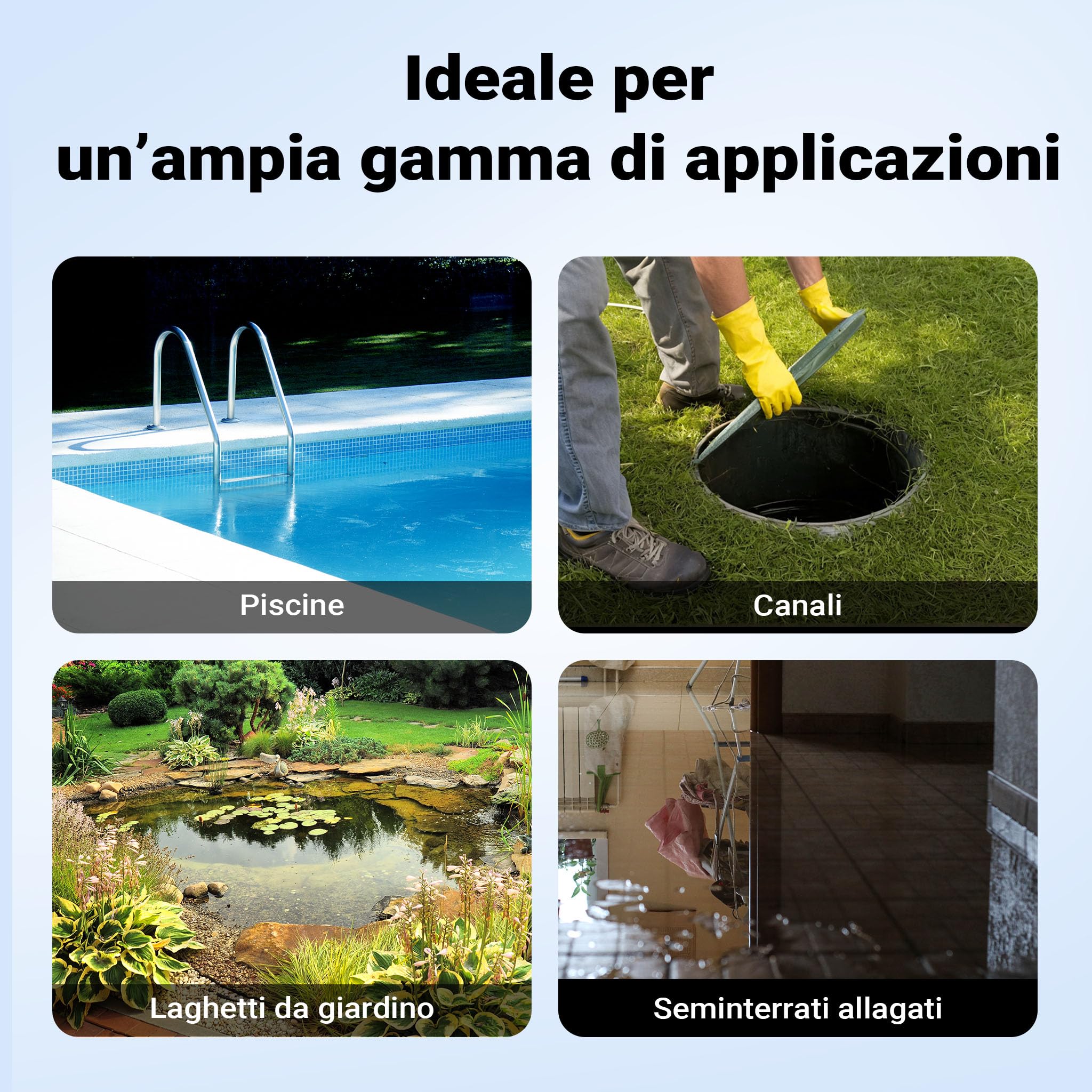 Wiltec Pompa sommersa acque nere 1100 w 15000 l/h Elettropompa a immersione per pozzo giardino