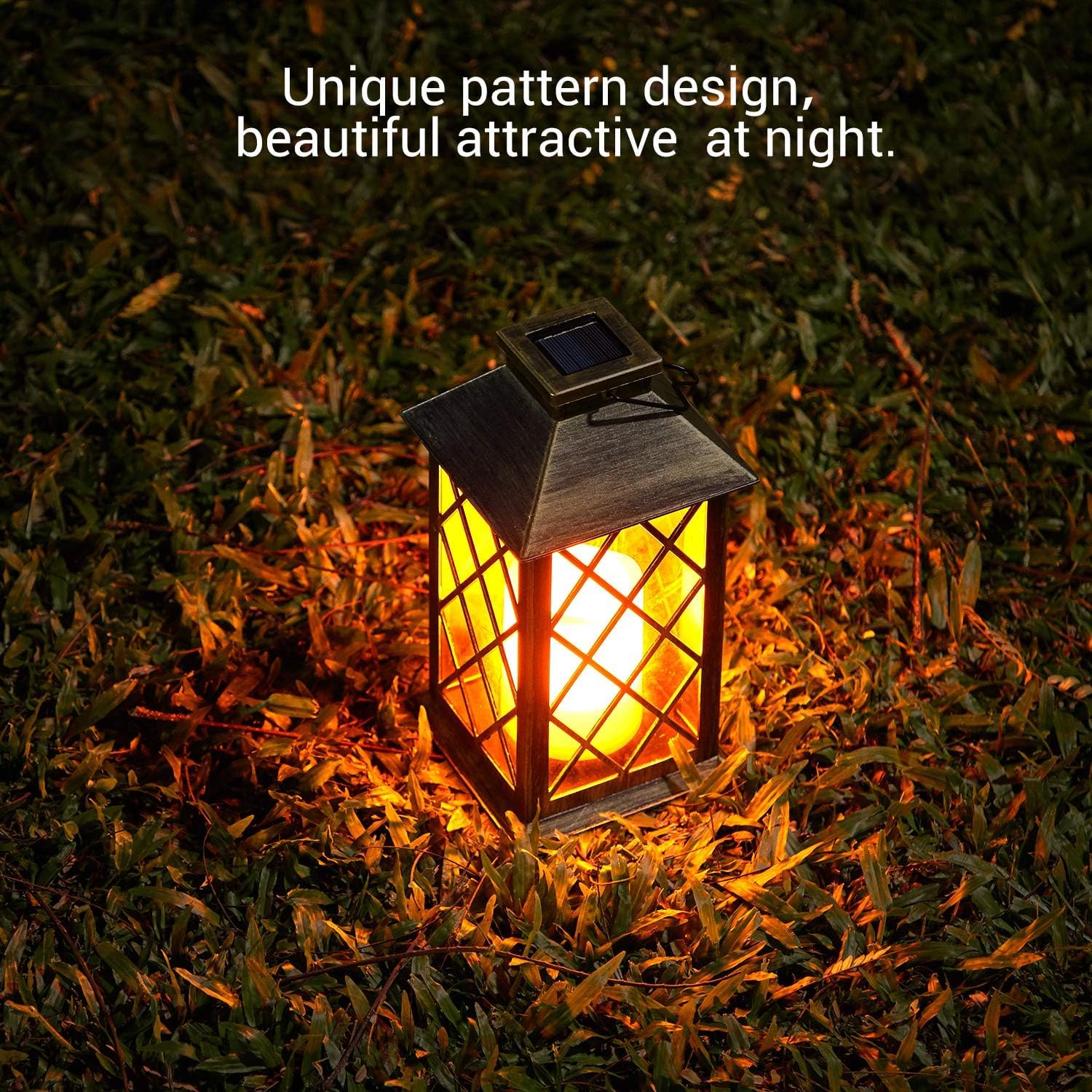 Lampada Solare Giardino Esterno 2 Pezzi – Lanterne Marocchine con Effetto Fiamma, Luce Calda LED, Accensione Automatica, Impermeabile IP44 per Decorazione Terrazzo, Percorsi e Natale