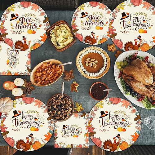 Miniatura 6 de Suministros para fiesta de otoño de Acción de Gracias, juego de vajilla desechable de 168 piezas de Acción de Gracias con hojas de arce otoñal,