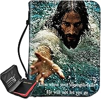 Vista 14 de Bolsa de Biblia con estampado de leopardo con purpurina, funda grande para la Biblia para mujeres y hombres, bolsa multifuncional para iglesia