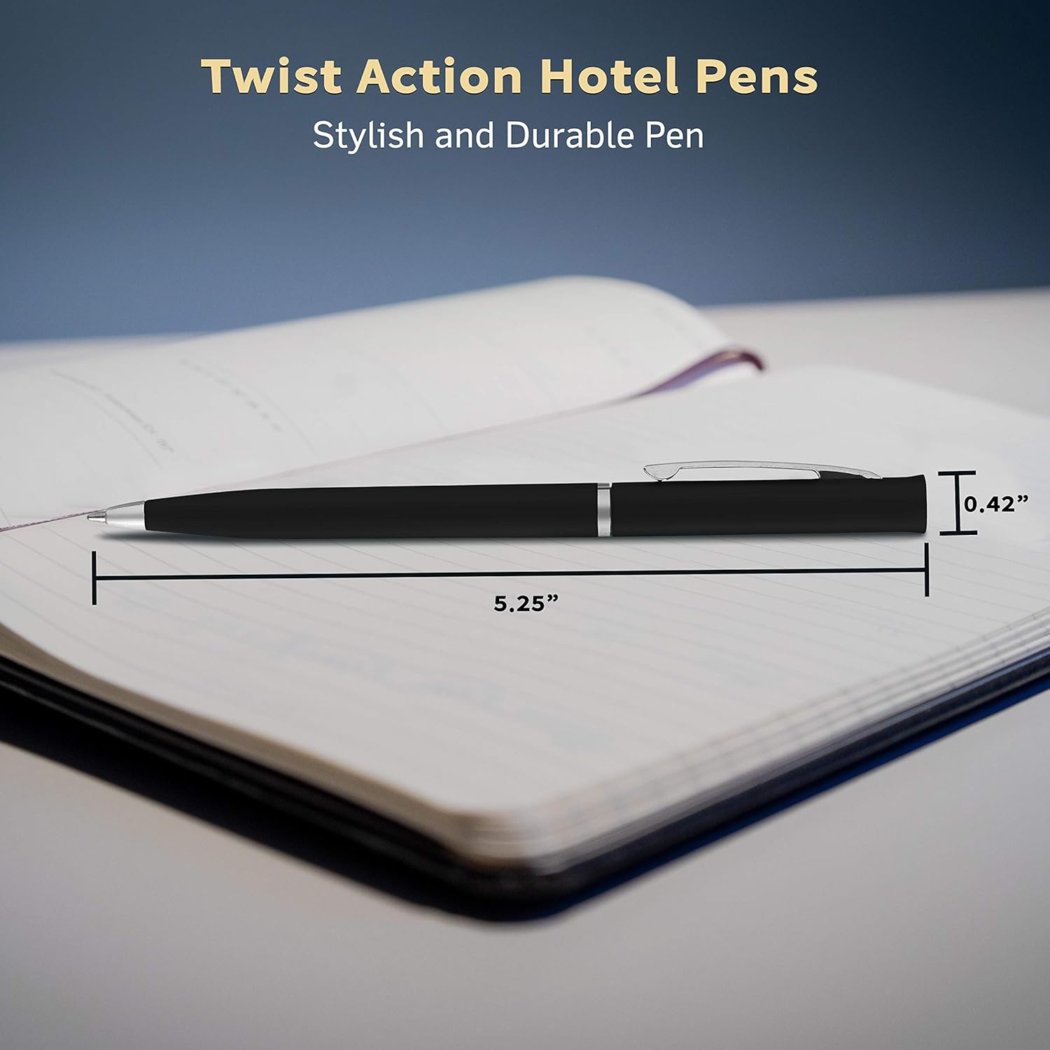 DISCOUNT PROMOS 10 Twist Action Hotel Pens Pack - Plastic, Black Ink - Black