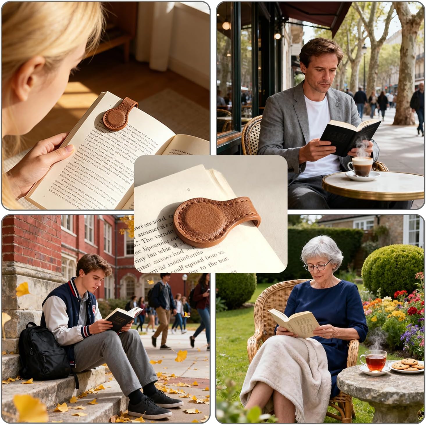 2 Pcs Leather Magnetic Bookmarks, Genuine Leather Strong Magnet Book Clips for Reading, Page Markers for Women Men Book Lovers Readers, Page Holder for Keeping Books Open (Brown) - Image 4