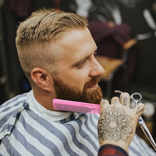 Miniatura 8 de Allegro Combs 420 Peines de corte para peluqueros para barba, bigote para hombres, mujeres y niños pequeños, trenzar el cabello de 3 unidades (rosa