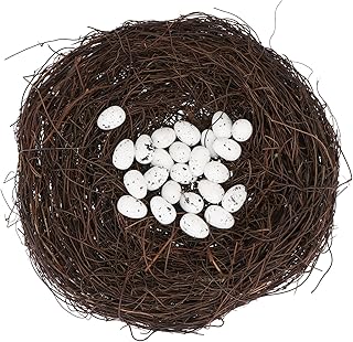 Yardwe 1 Set easter nest office decoration easter party decor Easter bird nest Rattan bird nest Bird Nest Photo Prop Hand-woven Bird Nest Adornment the bird's nest decorate plastic white