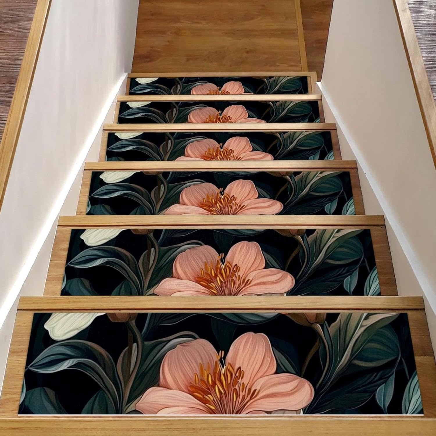 Self Adhesive Residue Free Machine Washable Reusable Stair Treads Non Slip Steps Aesthetic Flower 2 Stair Runner Indoor – 15 Pack 30″X8″ Anti Slip Mats