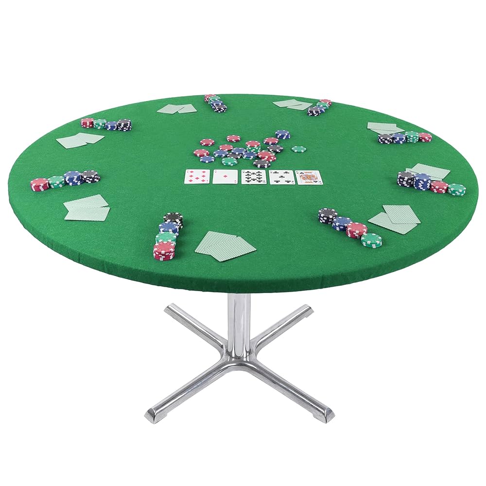 Jigitz Round Game Table Cover Fitted Table Cloth - 36in to 48in Elastic Fit Green Felt Poker Table Cover Protector : Amazon.fr: Jeux et Jouets