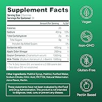 Vista 6 de Suplemento de apoyo GLP-1, gomitas de complejo de berberina sin azúcar con canela de Ceilán, cardo mariano y ACV [activador metabólico AMPK]