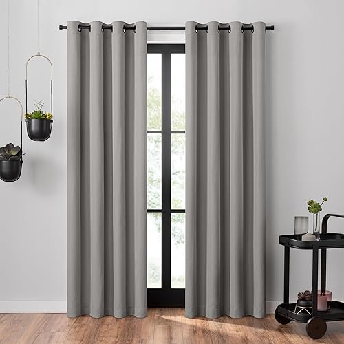 Miniatura 8 de Umbra Cortina de ventana con textura otomana, 100% opaco, 95 pulgadas de largo x 50 pulgadas de ancho, color lino