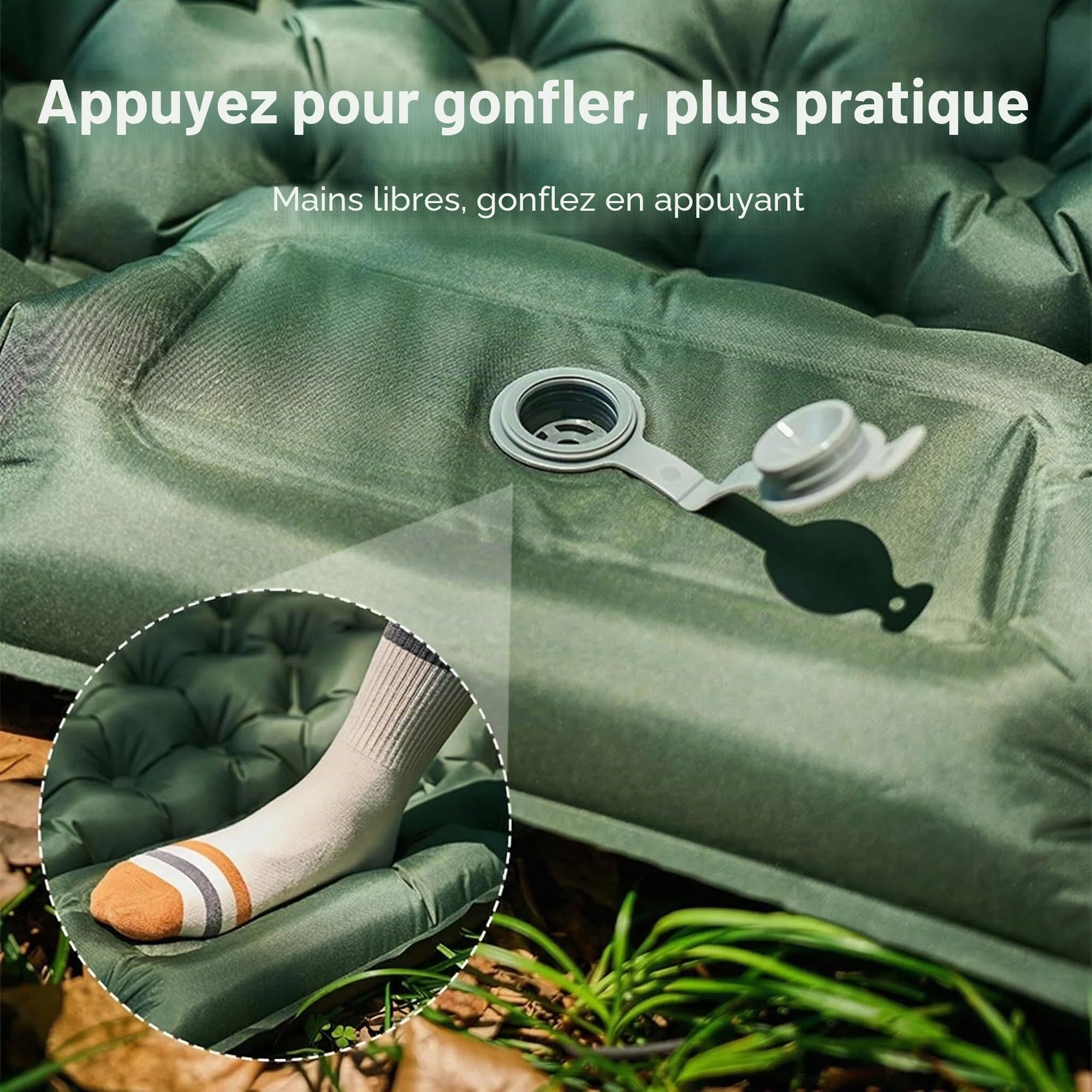 Matelas de Camping Matelas autogonflant ultraléger avec Oreiller et Pompe à Pied intégrée Matelas de Camping Gonflable Portable et Compact pour Le Trekking en Plein Air