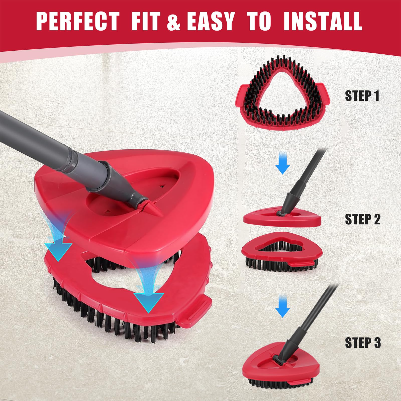 Lot 2 Brosses Récureuses + Tête Balai Rotatif Pour O-Ceda EasyWring & Vileda – Nettoyage Salle De Bain, Cuisine, Carrelage