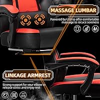 Vista 7 de Shintenchi Gaming Chair with Footrest, Massage Lumbar Support, Height Adjustment, and 360° Swivel Seat. Ergonomic Design for Gaming