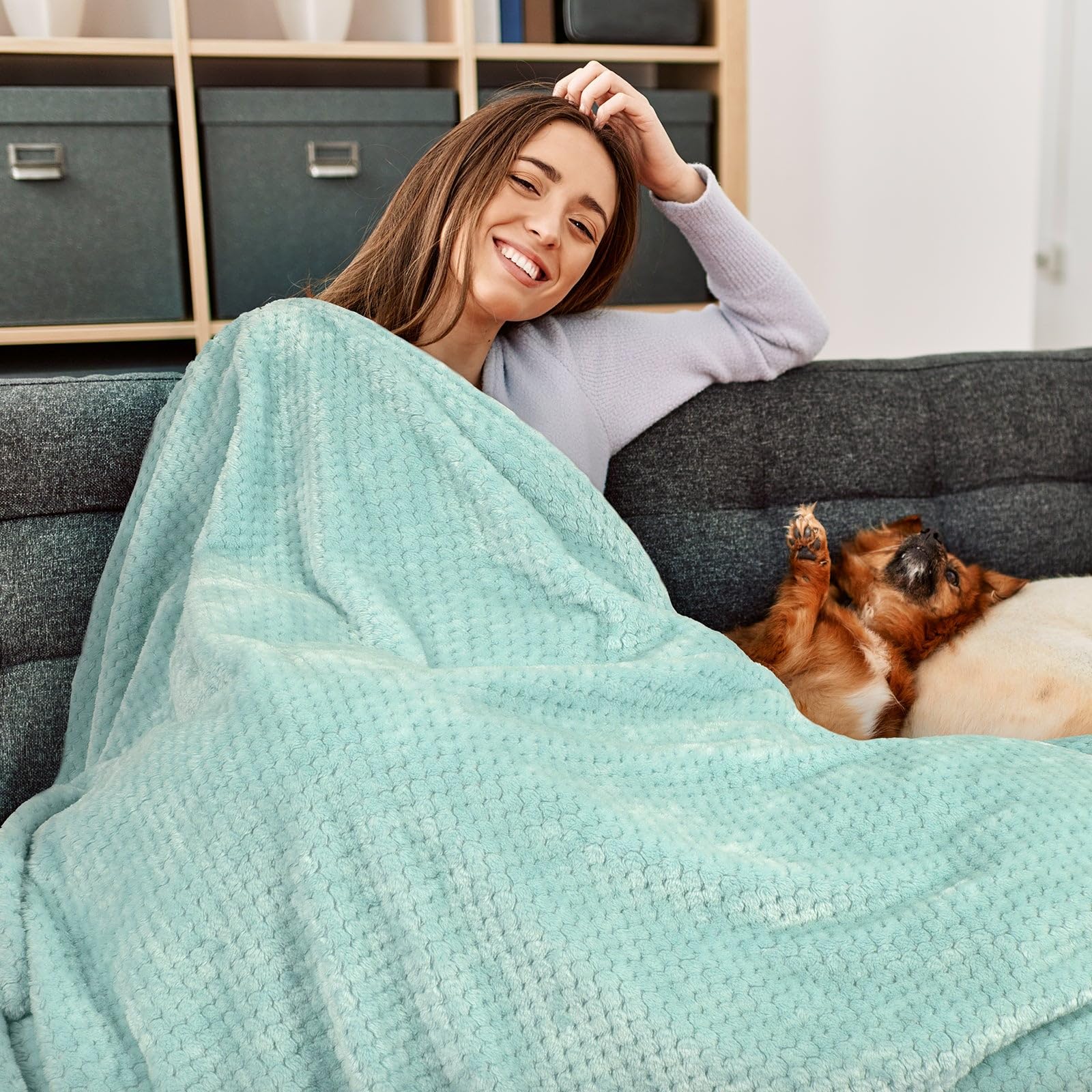 urnexttour Set cuscino da viaggio e coperta cuscino cervicale aeroplano memory foam per viaggiare compatto con borsa blu verde