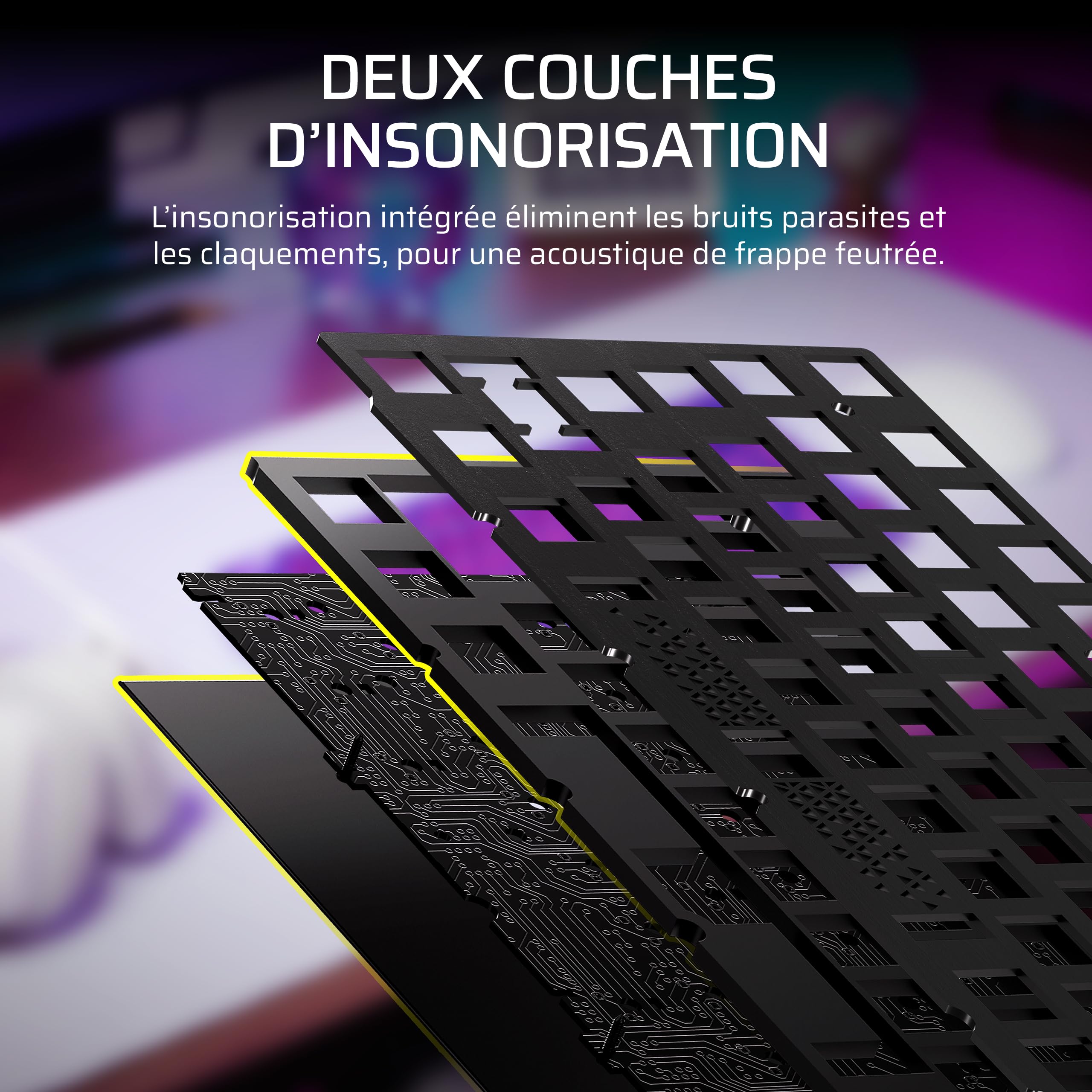 Corsair K65 Plus sans Fil 75% Gaming Clavier (AZERTY FR) – Violet Atomique | RGB, Mechanical, Commutateurs Linéaires CORSAIR MLX Red Pré-Lubrifiés, Keycaps PBT – PC, PS5, PS4, Xbox