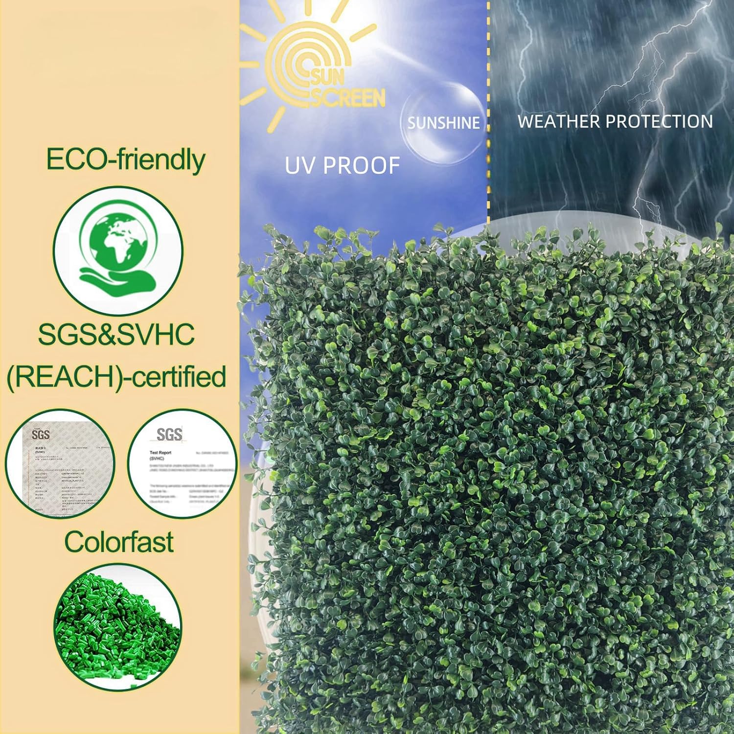 12Pcs 10"x10" Artificial Grass Wall Boxwood Panels Greenery Wall Backdrop Fake Hedge Wall Panels for Indoor Outdoor Garden, Grass Wall Decor Privacy Hedge Screen Patio Party Wedding