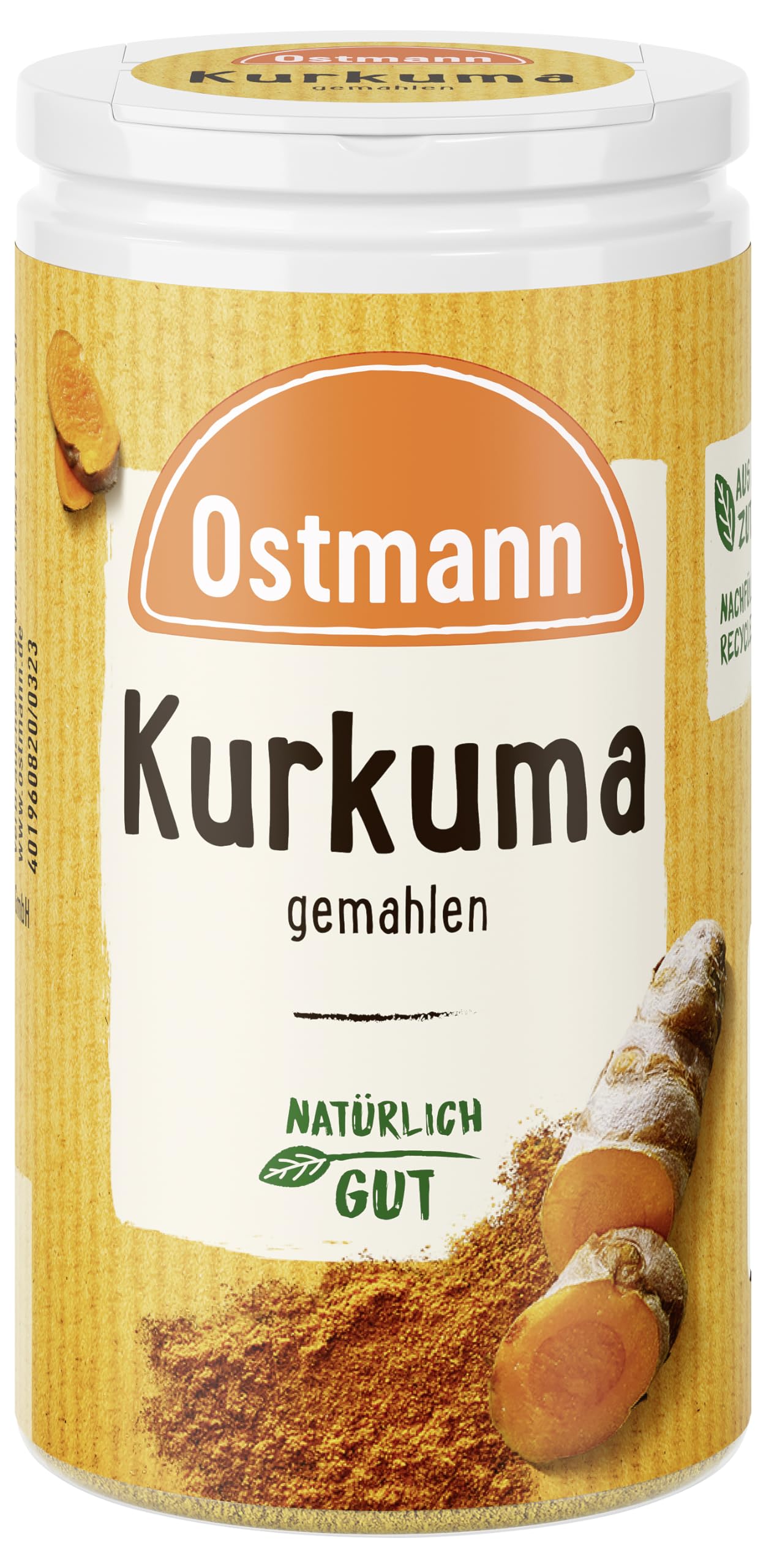 Ostmann Gewürze - Kurkuma gemahlen | Perfektes Gewürz für Curry- und Reisgerichte | Verleiht Gerichte eine goldgelbe Farbe | Natürliche Zutaten | 40 g in der Streudose
