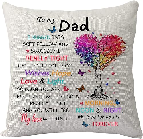 KHLOY Funda de almohada de regalo con texto en inglés "To My Dad", divertida funda de almohada para el día del padre, papá, papá, papá, para