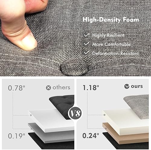 Miniatura 8 de B FSOBEIIALEO Otomana de almacenamiento con bandeja, taburetes de pies y otomanas con patas, cubo de almacenamiento, asiento de lino gris 15 pulgadas