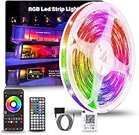 NBBUFF 50ft RGB LED Strip Lights for Bedroom - Music Sync, App & 60-Key Remote, Color Changing Lights for Room Decor Party Kitchen