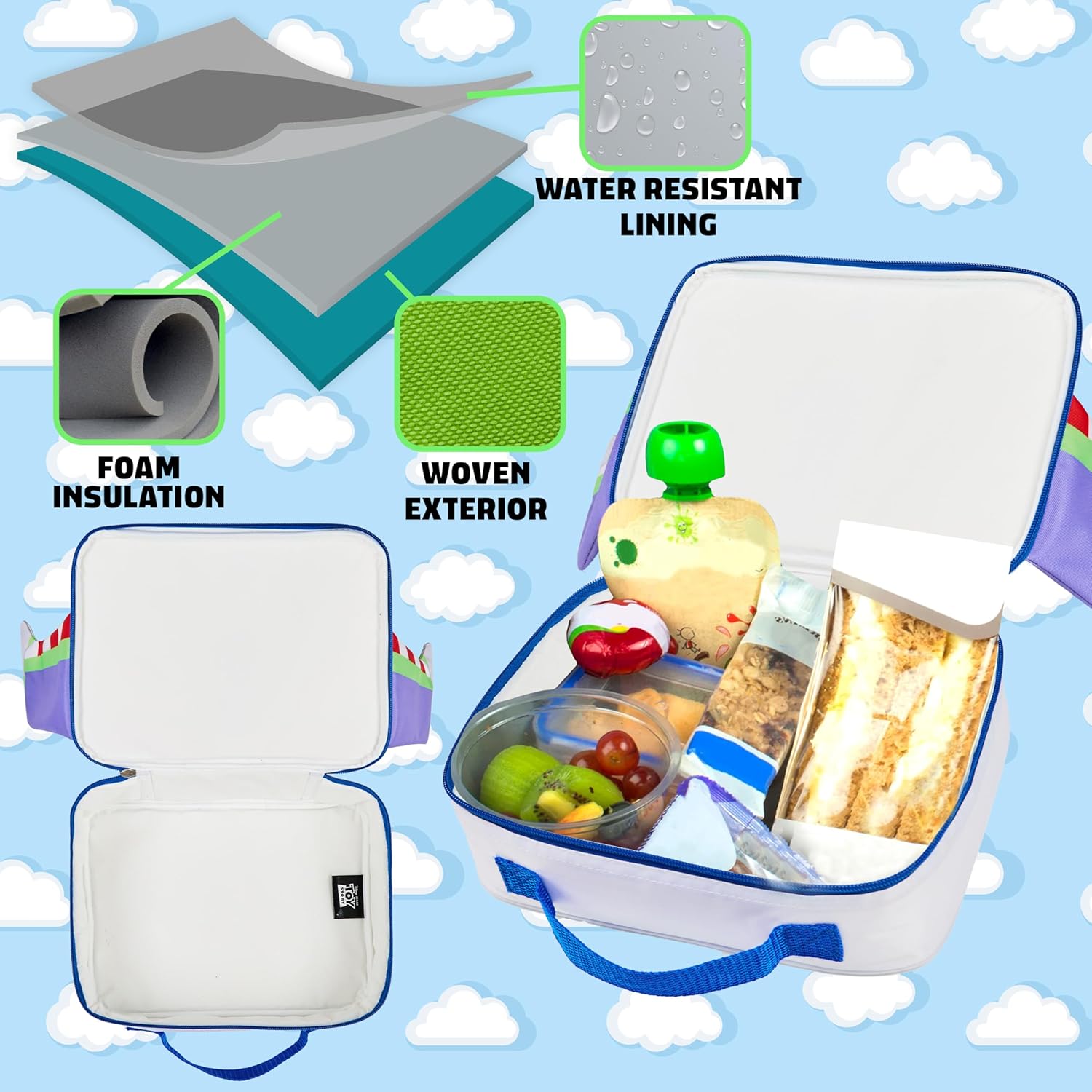 Disney Toy Story Insulated Lunch Bag for Boys Girls Toddlers Buzz Lightyear Lunchbox 3D Wings Cooler Bag for School Picnic Travel Gifts for Kids