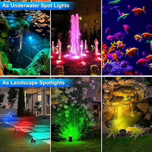 Miniatura 6 de T-SUNUS Luces LED que cambian de color, control de aplicación Bluetooth, IP68, impermeables, 4 en 1, luces sumergibles RGB para paisaje,