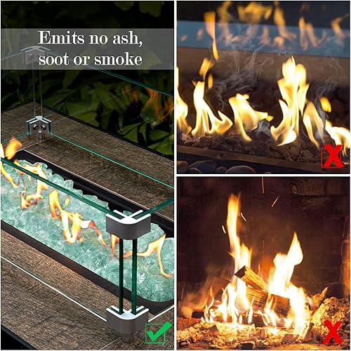 Miniatura 6 de GASPRO Vidrio de fuego de 10 libras para hoguera de propano, roca de vidrio decorativa de 12 pulgada para chimenea de gas, aqua