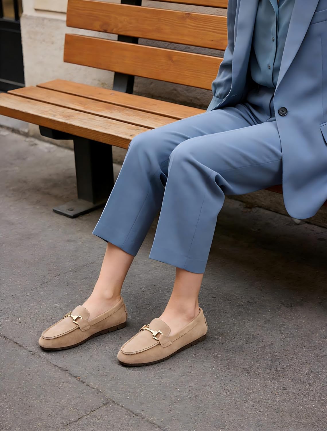 Loafers for Women,Arch Support & All-Day Comfort,Slip On Women's Flats Casual Work Walking Dress Shoes Business Office Beige Suede 7 - Image 3