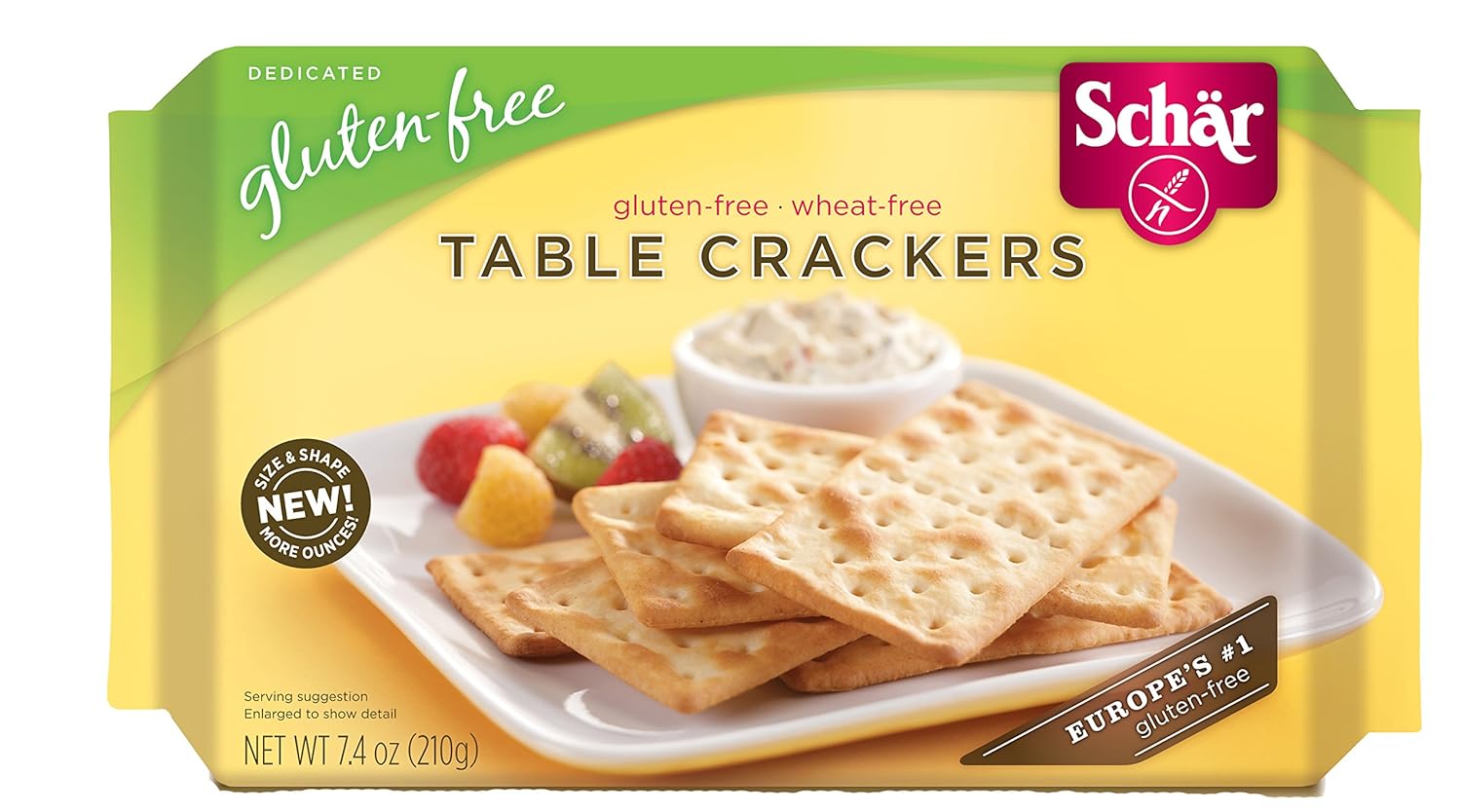 Schar - Table Crackers - Certified Gluten Free - No GMO's, Lactose, or Wheat - (7.4 oz) 6 Pack