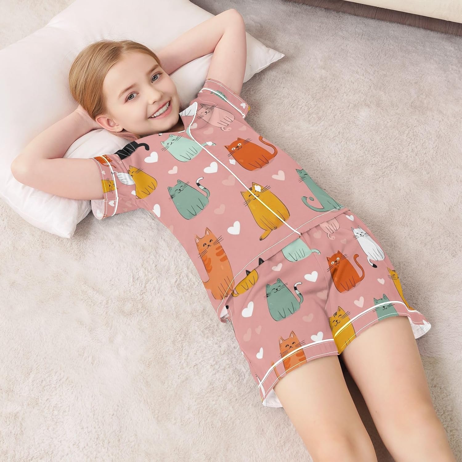 Silk Pajamas Sets Soft Satin 2 Piece Pjs Set Short Sleeve Sleepwear Nightwear