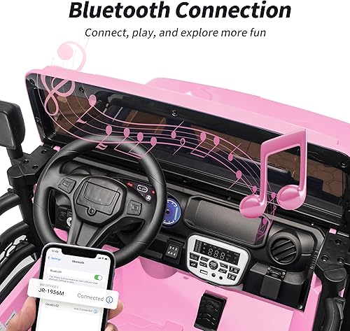 Miniatura 7 de Camión eléctrico de 2 plazas, 24 V, 4 x 4, juguete para niños de 4 a 8 años con control remoto, neumáticos EVA, color rosa claro