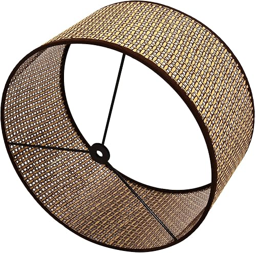 Miniatura 5 de XININSUN Lámpara de techo semiempotrada, moderna lámpara de ratán de 2 luces, accesorio de iluminación de granja con pantalla de bambú tejida,